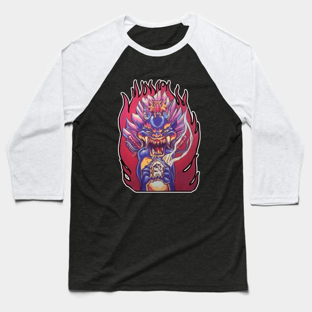 Om Demon Baseball T-Shirt by Biomek